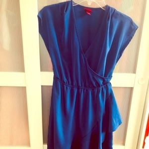 Merona XS faux wrap ruffled royal blue dress